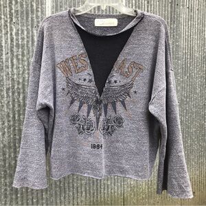 Vintage Havana Gray Boxy Sweatshirt Biker Babe Rock N’ Roll Style Graphic Top S